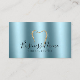 Blauwgroen Sparkly Gouden Tand Tandarts Custom Visitekaartje