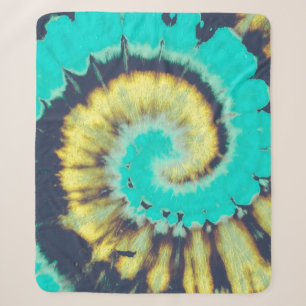 Blauwgroen spiraal Abstract. Tye Dye Shirt Circle Sherpa Deken