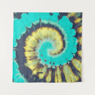 Blauwgroen spiraal Abstract. Tye Dye Shirt Circle Wandkleed