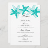 Blauwgroen Starfish Beach Wedding Dinner Menu (Voorkant / Achterkant)