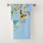 Blauwgroen Steampunk Graphic Art, Mechanical Seren Bad Handdoek (Insitu)