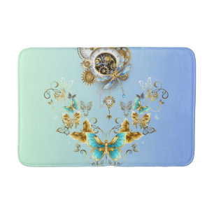 Blauwgroen Steampunk Graphic Art, Mechanical Seren Badmat