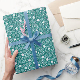 Blauwgroen ster en sneeuwvlok winterpatroon cadeaupapier