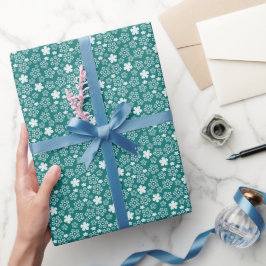 Blauwgroen ster en sneeuwvlok winterpatroon cadeaupapier