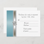 Blauwgroen ster van David RSVP (Voorkant / Achterkant)