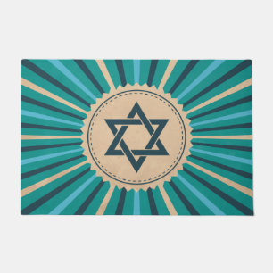 Blauwgroen ster van David Starburst Jewish Deurmat