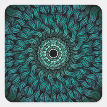 Blauwgroen Sticker Zentangle/Mandala