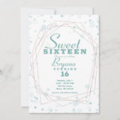 Blauwgroen Stippen Roos Gold Geometric Modern Swee Kaart (Voorkant)