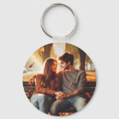 Blauwgroen straling: Circle Save the Date Sleutelh Sleutelhanger (Achterkant)