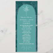 Blauwgroen  strand bruiloft palmboom menu (Voorkant)