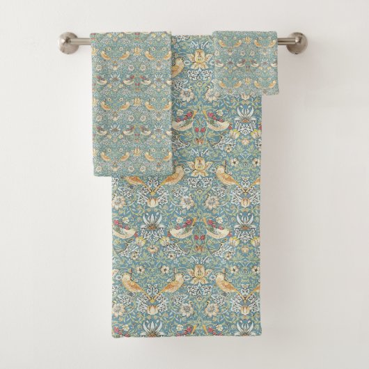 Blauwgroen Strawberry Thief Badhanddoek Set Bad Handdoek (Insitu)