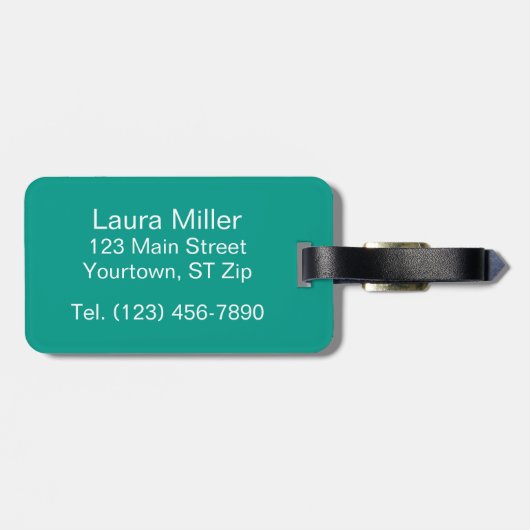 Blauwgroen streep met groot monogram bagagelabel (Achterkant horizontaal)