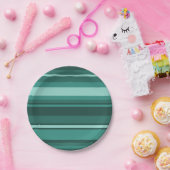 Blauwgroen strepen papieren bordje (Feest)