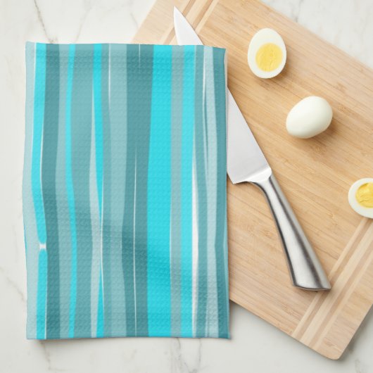 Blauwgroen strepen verticaal theedoek (Quarter Fold)