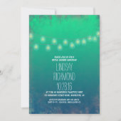 blauwgroen String Lights Bruids Douche Uitnodiging (Voorkant)
