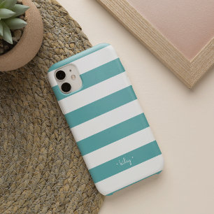 Blauwgroen Stripe persoonlijk iPhone 13 Hoesje
