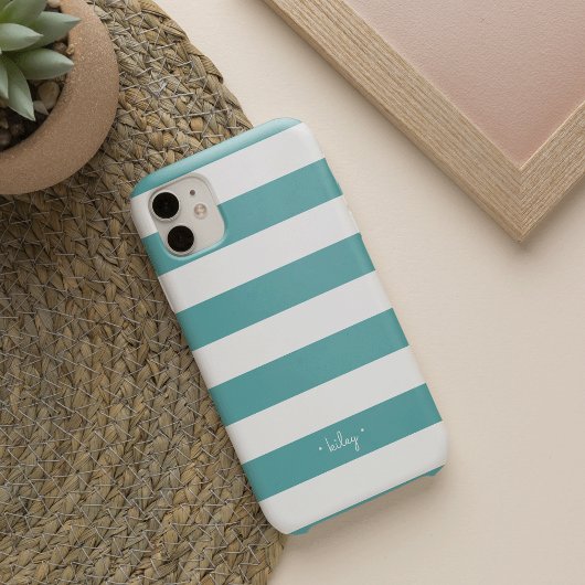 Blauwgroen Stripe persoonlijk Case-Mate iPhone Case