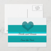 Blauwgroen striped Save the Date Aankondigingskaart (Voorkant / Achterkant)
