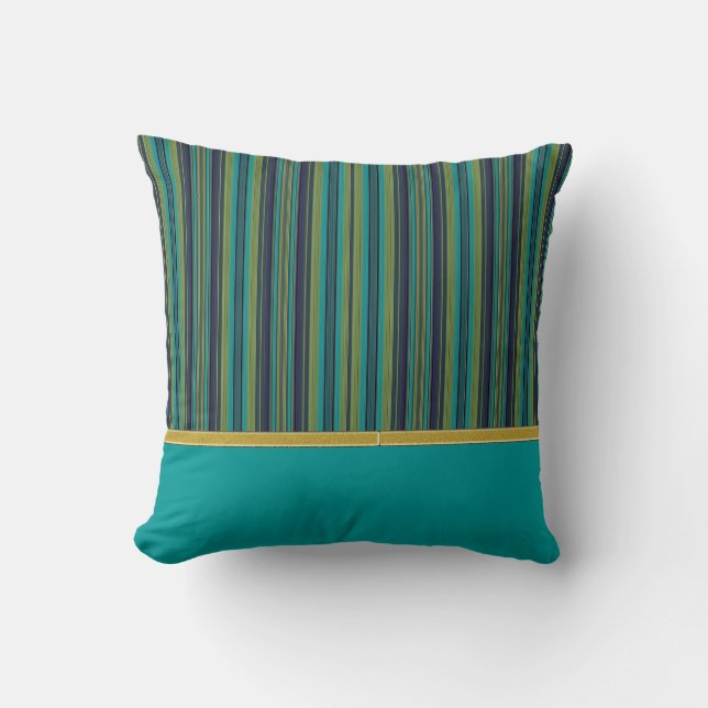 BLAUWGROEN STRIPES-Amerikaanse MoJo Pillow Kussen (Voorkant)
