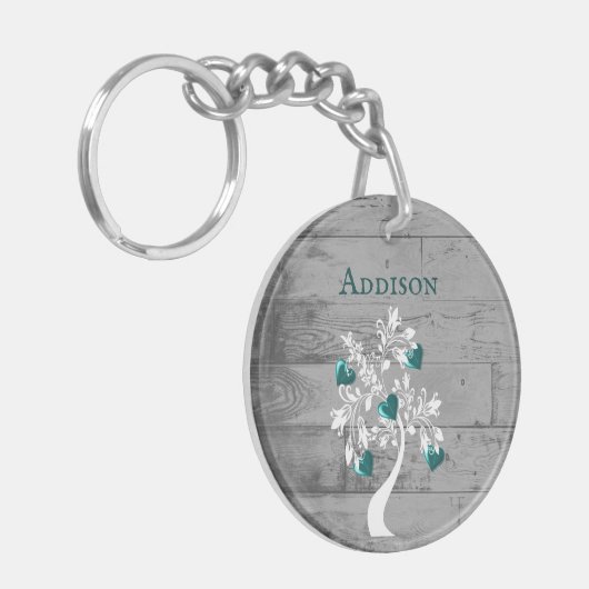 Blauwgroen structuur van de persoonlijke Sleutelha Sleutelhanger (Voorkant Links)