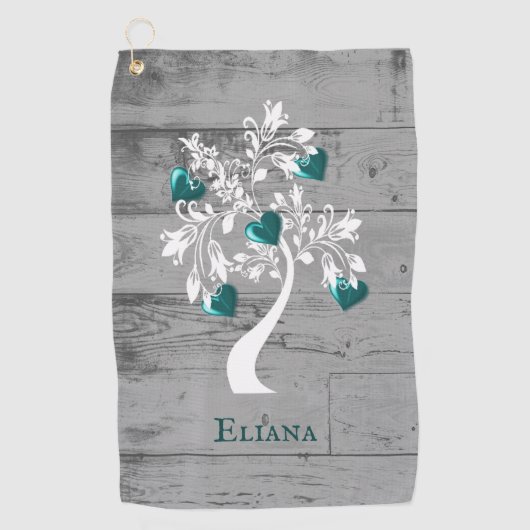 Blauwgroen structuur van speciaal gepersonaliseerd golfhanddoek (Voorkant)