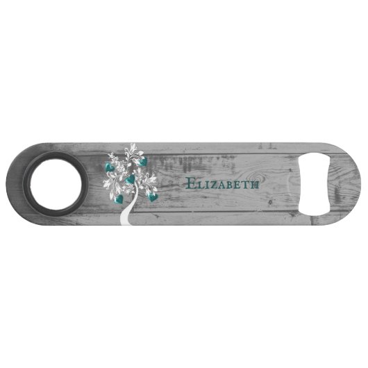 Blauwgroen structuur voor harten Aangepaste openin Speed Flessenopener (Voorkant (Horizontaal))