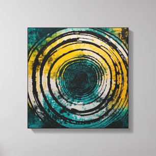 Blauwgroen Sunset Forest Waterverf Wall Art Canvas Afdruk
