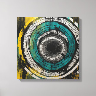 Blauwgroen Sunset Forest Waterverf Wall Art Canvas Afdruk