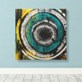 Blauwgroen Sunset Forest Waterverf Wall Art Canvas Afdruk (Insitu (Houten vloer))