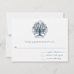 Blauwgroen SWIRL BWD-kaart RSVP Kaartje