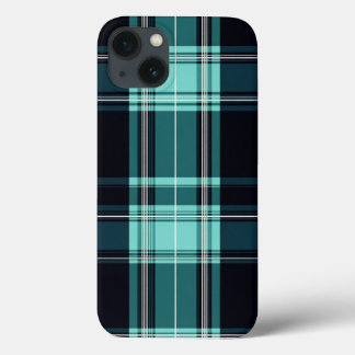 Blauwgroen Tartan Chic iPhone 13 Hoesje