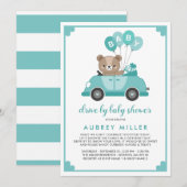 Blauwgroen teddydrager op Baby shower Kaart (Voorkant / Achterkant)