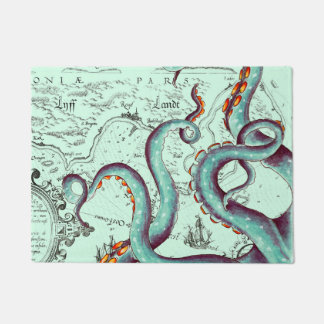 Blauwgroen tentakels op Blauwgroen kaart Deurmat