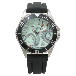 Blauwgroen tentakels op Blauwgroen  kaart Horloge
