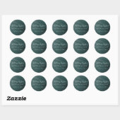 Blauwgroen textielstof ronde sticker (Vel)