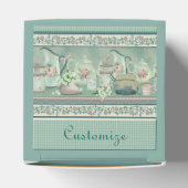 Blauwgroen thee en Rozen kubusdoos Bedankdoosjes (Bovenkant)