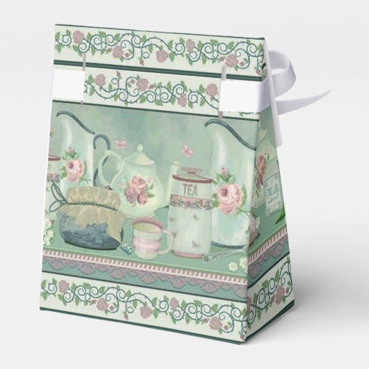 Blauwgroen thee & Rozen Tent Favor Box Bedankdoosjes (Achterkant)