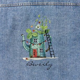 Blauwgroen theepot Fairytale Cottage Waterverf Denim Jacket