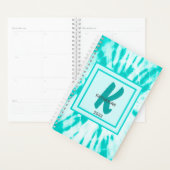 Blauwgroen Tie Dye Monogram en Benoemingboek Planner (Display)