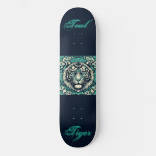 Blauwgroen tijger op Scrolly Square Skateboard