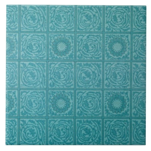 Blauwgroen Tile Pattern (door William Morris) Tegeltje (Voorkant)