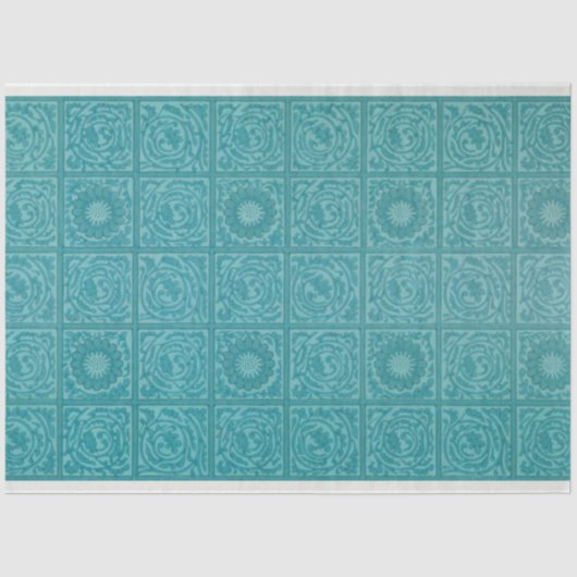 Blauwgroen Tile Pattern (door William Morris) Tissuepapier (Voorkant)