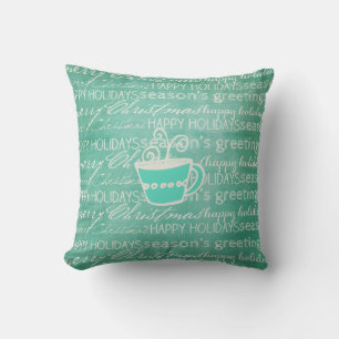 Blauwgroen Topografie Hot Chocolate Holiday Pillow Kussen