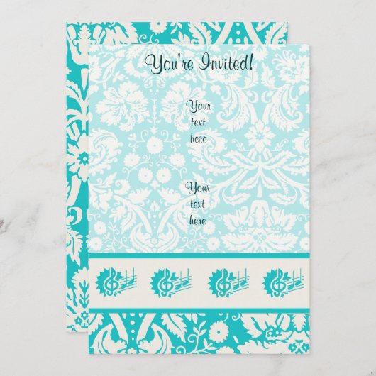 Blauwgroen Treble Clef Kaart (Voorkant / Achterkant)