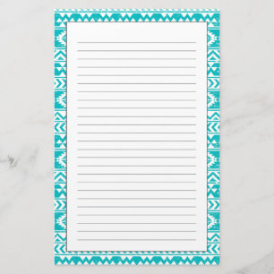 Blauwgroen tribaal patroon Grunge Aztec Briefpapier