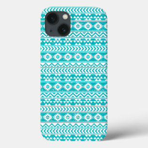 Blauwgroen tribaal patroon Grunge Aztec iPhone 13 Hoesje