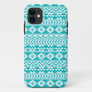 Blauwgroen tribaal patroon Grunge Aztec iPhone 11 Hoesje