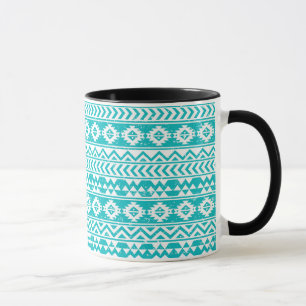 Blauwgroen tribaal patroon Grunge Aztec Mok