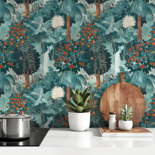 Blauwgroen Tropisch Paradijs Behang