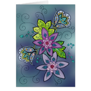 Blauwgroen Tulpkaart (blanco)